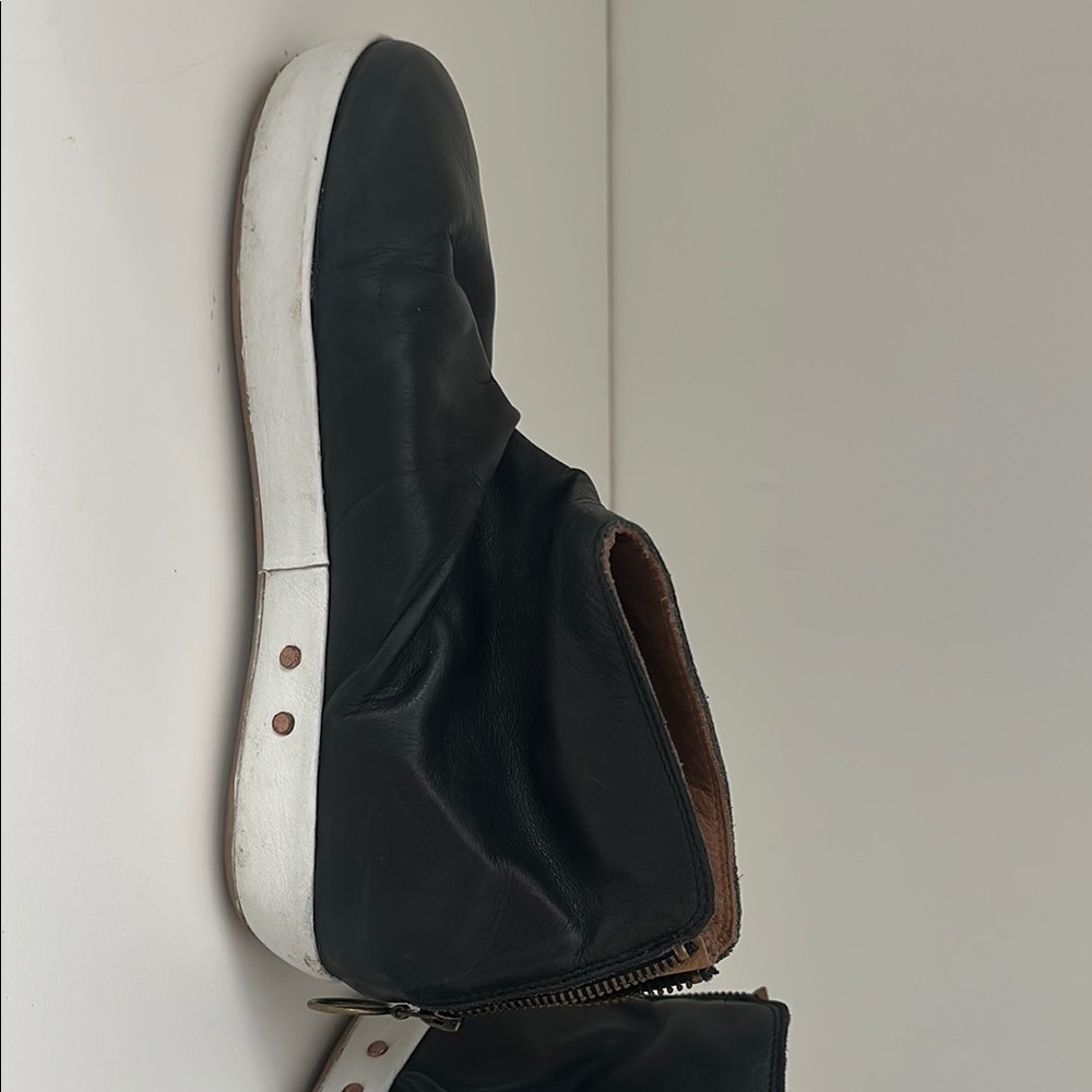 Beek Leather Black High-Top Sneakers with White Soles - Picture 3 of 8